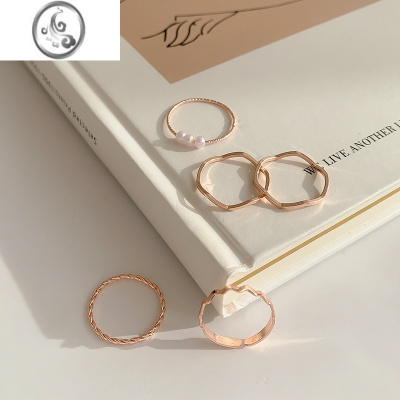 JiMi套装戒指女小众设计感复古冷淡指环2022年新款潮时尚食指尾戒配饰