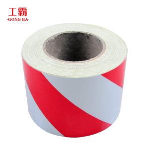 工霸(GONGBA)反光胶带 反光条反光膜反光贴 红白斜纹10cm*25m 1卷