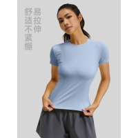 薄款运动紧身瑜伽服短袖上衣女跑步健身T恤