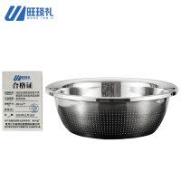 旺琰礼 漏盆加厚款不锈钢圆形洗米盆洗菜盆厨房沥水篮 40cm/个