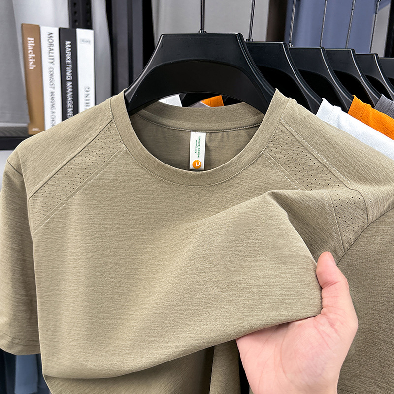 迪家同款速干短袖男T恤2026夏季新款圆领透气纯色男士T恤