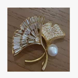 气质银杏叶百搭锆石微镶胸针女西装毛衣大衣胸花个性别针高档礼品-金色