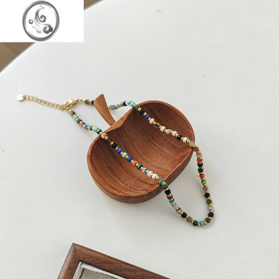 JiMi石彩色串珠项链波西米亚风不掉色锁骨链叠戴复古欧美个性颈链