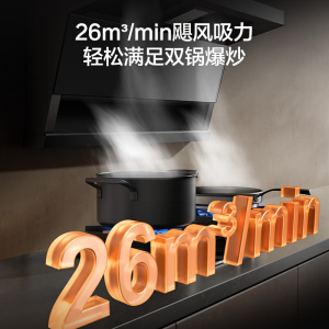 万和(Vanward)[小双翼V9LS·烟灶联动不挑灶]顶侧双吸抽排油烟机26风量家用大吸力智旋洗