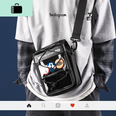 日系潮牌斜挎包男街头个性透明小挎包休闲百搭机能风工装单肩包女NEW LAKE
