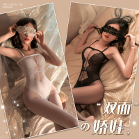 霏慕女式情趣丝袜性感情趣内衣优雅提花假式连体衣免脱开裆连身袜7567女性感黑丝袜