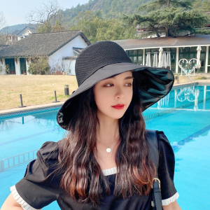 慕熙威尔 帽子女夏季遮阳帽网眼透气潮流防晒帽渔夫帽户外出游旅行登山太阳帽可折叠大帽檐盆帽