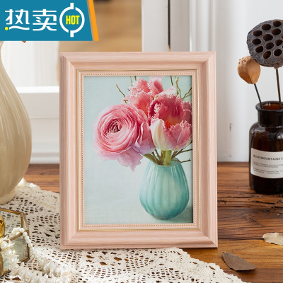 敬平美式复古7寸8寸10寸相框摆台照片框相册架16寸20寸8k画框装裱挂墙 复古粉红色 7寸[12.7*17.8厘米]横