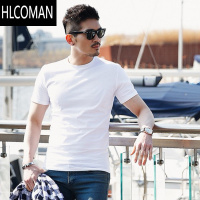 HLCOMAN男士夏季修身白色打底衫半袖2025款韩版体恤圆领休闲短袖T恤