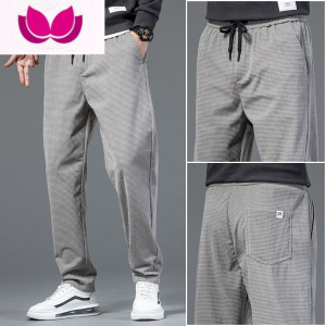 七斓款华夫格休闲裤男士宽松直筒冬季运动裤爸爸春季阔腿潮牌裤子