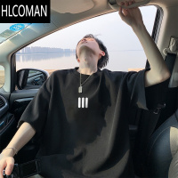 HLCOMAN短袖男款美式简约风夏季宽松半袖白色圆领t恤