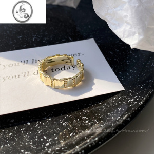 JiMi时尚个性白贝母双层开口戒指女ins小众设计感食指戒轻奢高级指环