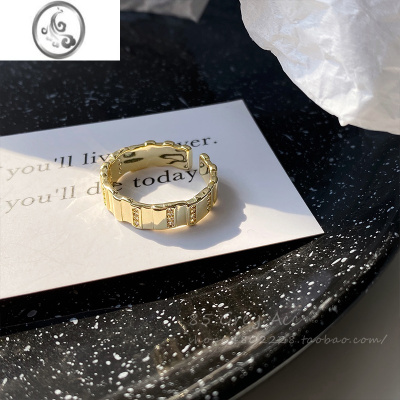 JiMi时尚个性白贝母双层开口戒指女ins小众设计感食指戒轻奢高级指环