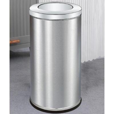 匹牧商用户外不锈钢无盖圆形垃圾桶钢色小号无盖单位:个