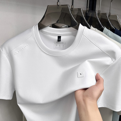 含亚麻桑蚕丝圆领短袖男T恤2026夏季新款简约休闲透气男款短袖T恤