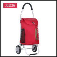 铝合金便携购物车平步轮家用买菜购物车可折叠行李拖车小拉车 三维工匠 秋香绿圆手把平步车家用拖车