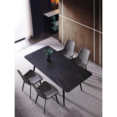 意式极简岩板餐桌现代简约大理石饭桌轻奢家用小户北欧餐桌椅组合