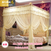 蚊帐三开双人单人家用1.8m床1.5m不锈钢2米床落地支架加密公主 三维工匠