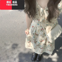 YIBUSHENG2024新款气质显瘦杏色连衣裙子女季法式小个子显高微胖显瘦长裙