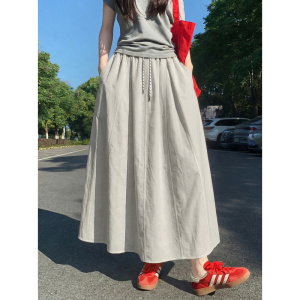工装半身裙女2026新款胖mm伞裙a字半裙垂坠感小个子夏季南瓜长裙