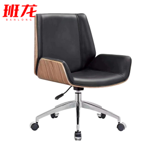 班龙办公椅靠背胡桃木把