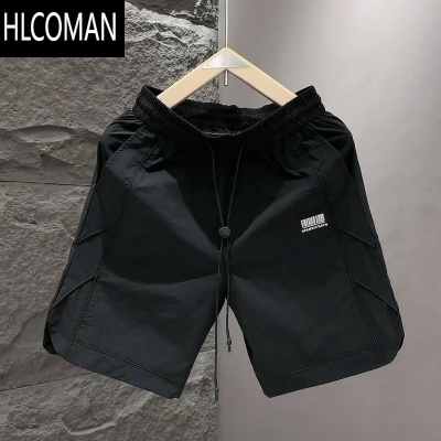 HLCOMAN凉感舒适高品质潮牌冰丝马裤运动休闲短裤男士夏季薄款宽松五分裤