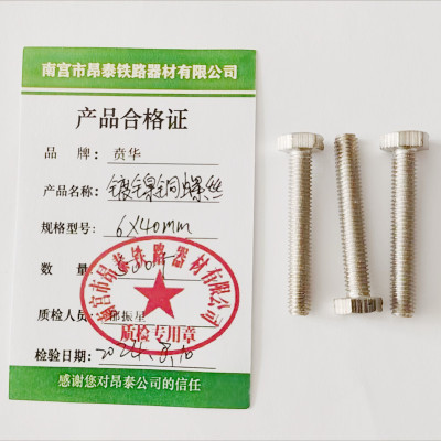 贲华 镀镍铜螺丝 6*40mm 个