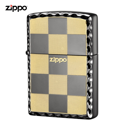 Zippo芝宝打火机美国进口之宝方风打火机煤油打火机新机无油格子-黑冰ZBT-1-12