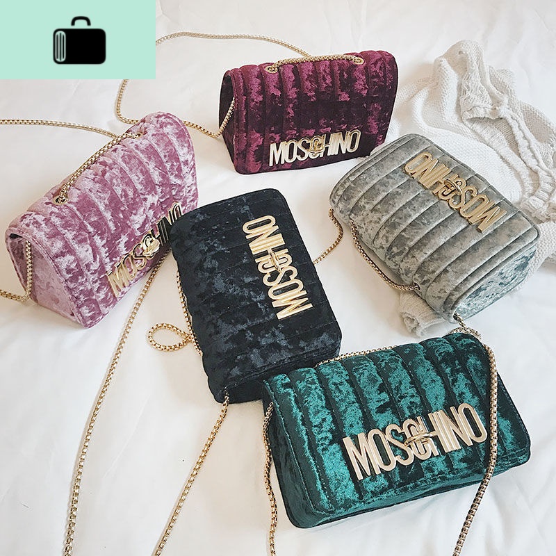 丝绒包包女斜跨韩版链条单肩包ins快手抖音小方包秋冬新款斜跨包NEW LAKE女士单肩包