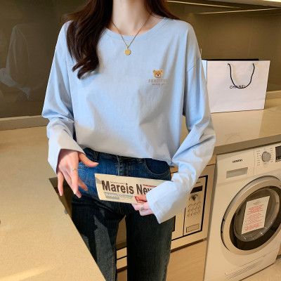 [1折价26.9元,叠加优惠券]春季t恤女式长袖上衣韩版宽松休闲减龄印花舒适百搭