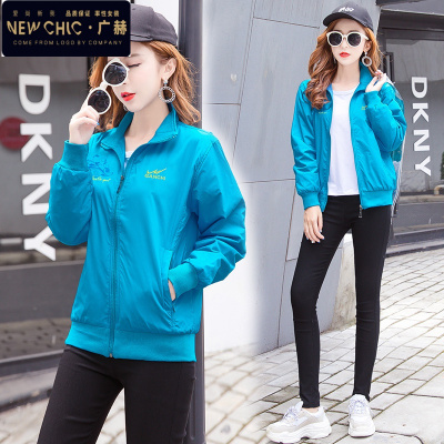 广赫2020春季新款中年女外套大码女装妈妈装宽松短款夹克春秋风衣外套风衣