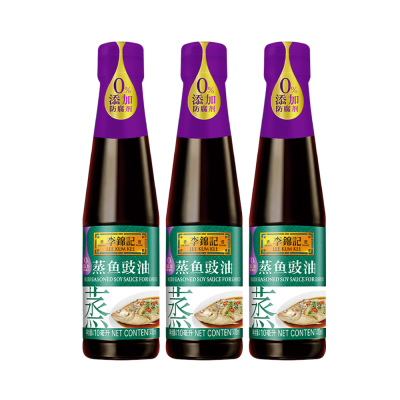 李锦记 LEEKUMKEE蒸鱼豉油清蒸海鲜鱼虾去腥炒菜提鲜酱油蒸煮调料家用0添加防腐剂 410ml*3
