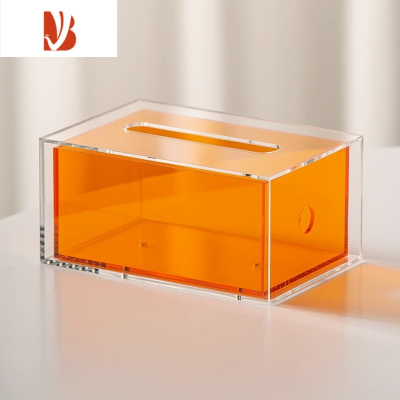 三维工匠纸巾盒客厅轻奢炫彩卫生间餐厅创意抽纸盒家用亚克力高级感 橙色纸巾盒