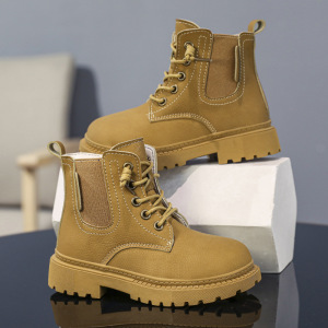 秋季上新儿童皮靴时尚厚底增高男童女童同款英伦风马丁靴百搭童鞋