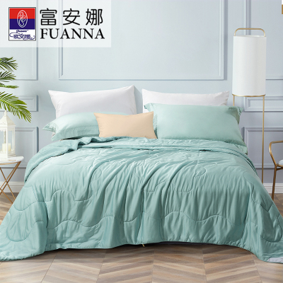 富安娜（FUANNA）家纺60支天丝夏凉被芯莱赛尔七孔抗菌夏被双人夏薄被子素色夏凉被轻奢·浅湖绿230*229cm1.8m床适用-