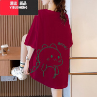 YIBUSHENG韩系chic慵懒风t恤短袖女胖mm大码宽松正肩ins潮白色休闲上衣