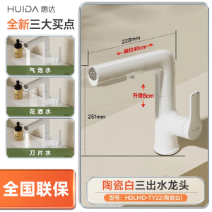 惠达(HUIDA)-TY22 抽拉式洗脸盆水龙头家用洗手盆升降万向 抽拉式洗脸盆水龙头家用洗手盆升降万向旋转冷热面盆龙头