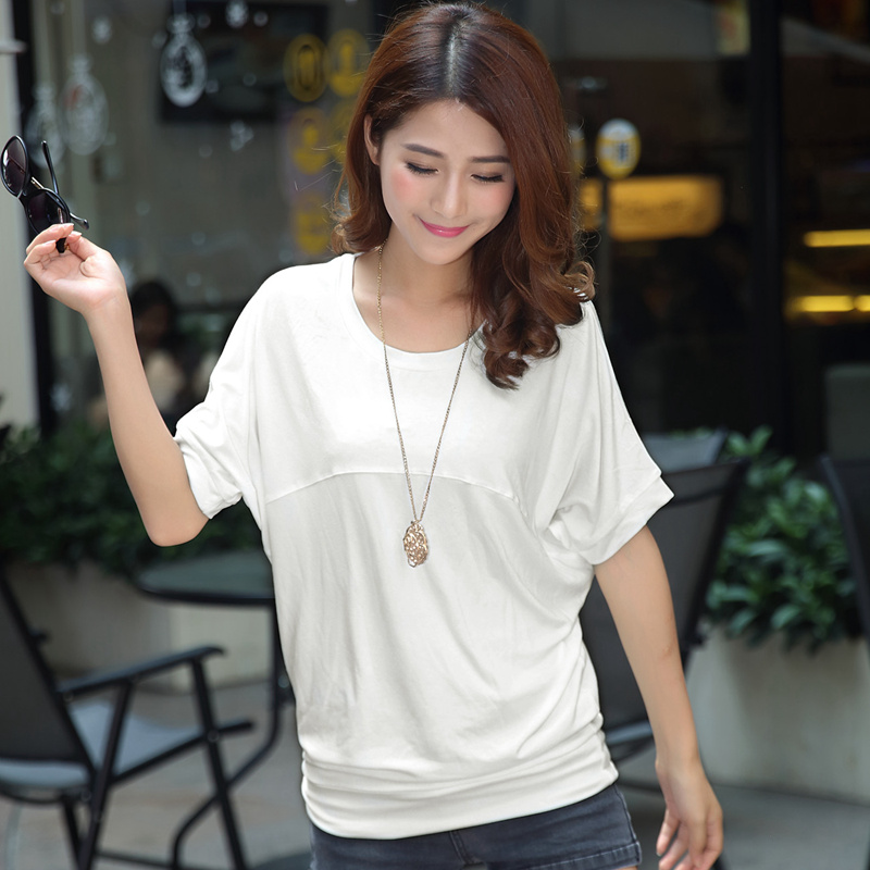 夏装新款胖妹妹显瘦休闲大码女装宽松蝙蝠衫上衣胖mm圆领短袖t恤t恤