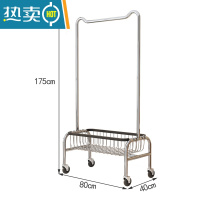 敬平主卧放衣架晾衣架落地加厚加粗可移动挂衣架卧室家用服装店展示架 不锈钢色80cm+橡胶轮