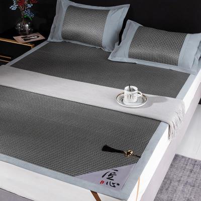 美帮汇冰丝凉席三件套1.8m床夏季藤席1.5可折叠夏天两用2.0米席