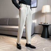春夏垂感西裤九分裤男宽松直筒裤男士休闲西装裤