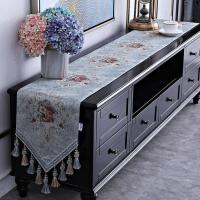 家柏饰(CORATED)欧式电视柜桌布鞋柜布盖巾茶几装饰布长条餐桌五斗柜桌旗布艺家用 舒曼尔—蓝色 32*280cm