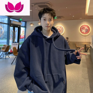 七斓美式慵懒风卫衣男连帽新款潮牌衣服春季宽松古着vintage外套