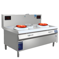 瑞宇牌商用电磁双炒单温炒灶1800*1000*800+400/380V/50HZ/15Kw*2配500炒锅2个
