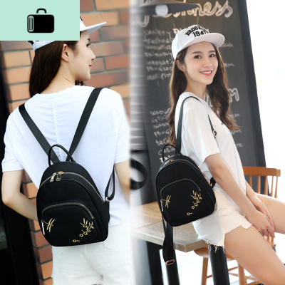 迷你小背包女包牛津布帆布韩版复古刺绣双肩包百搭夏季休闲小包包NEW LAKE