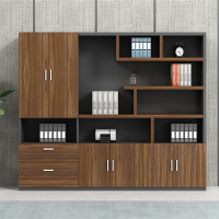 易企采 六门办公室书柜木质老板背景资料柜档案柜带锁柜子储物柜收纳柜