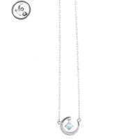 925纯银月光石项链女ins简约气质网红月亮吊坠轻奢小众锁骨链 JiMi