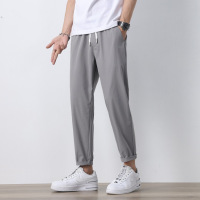 夏季薄款男士商务休闲裤冰丝直筒修身垂感速干抗皱通勤长裤潮