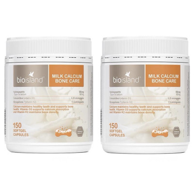 2瓶装-佰澳朗德(Bio Island)成人钙片液体钙乳钙胶囊150粒/瓶老人青年成人孕妇补钙香港保税随机发
