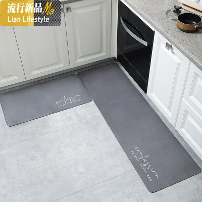 北欧ins厨房地垫吸水防油长条防滑可擦进脚垫浴室口卧室地毯 三维工匠